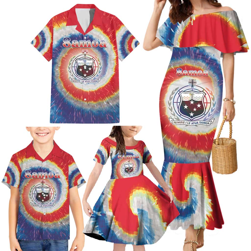 Samoa Family Matching Mermaid Dress and Hawaiian Shirt Tie Dye Unique Style LT05 - Polynesian Pride