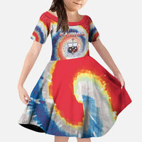 Samoa Family Matching Off The Shoulder Long Sleeve Dress and Hawaiian Shirt Tie Dye Unique Style LT05 Daughter's Dress Colorful - Polynesian Pride