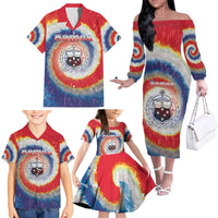 Samoa Family Matching Off The Shoulder Long Sleeve Dress and Hawaiian Shirt Tie Dye Unique Style LT05 - Polynesian Pride
