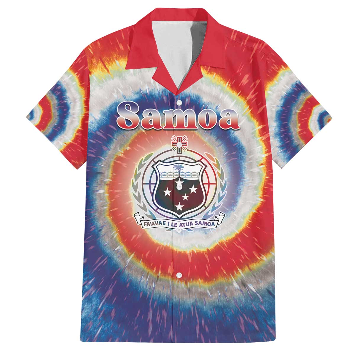 Samoa Family Matching Off The Shoulder Long Sleeve Dress and Hawaiian Shirt Tie Dye Unique Style LT05 Dad's Shirt - Short Sleeve Colorful - Polynesian Pride