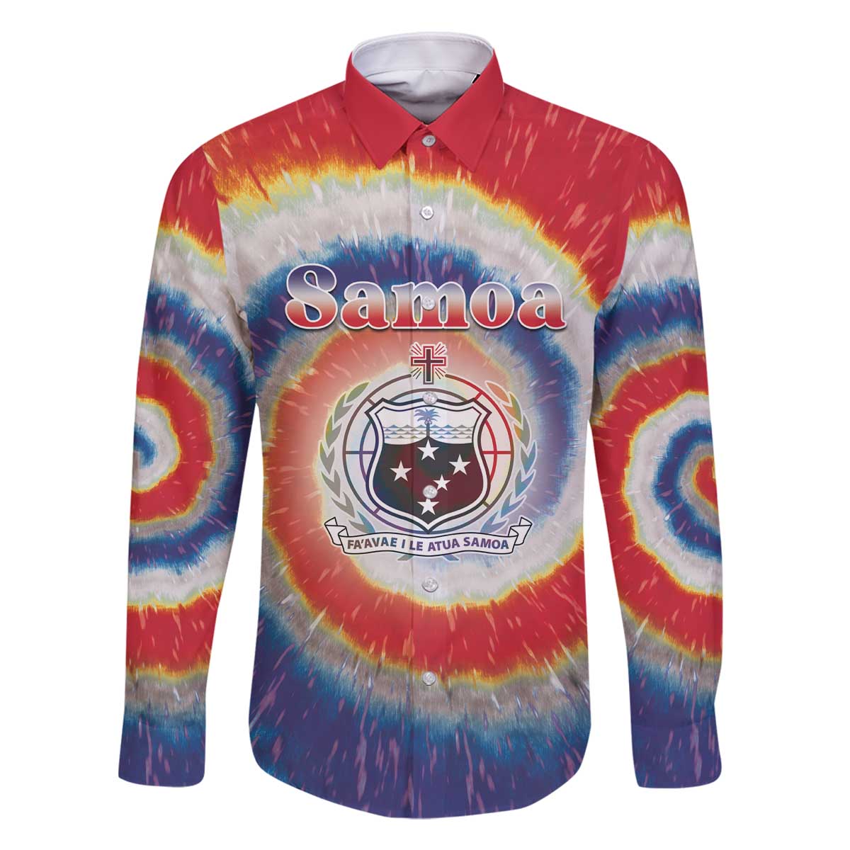 Samoa Family Matching Off The Shoulder Long Sleeve Dress and Hawaiian Shirt Tie Dye Unique Style LT05 Dad's Shirt - Long Sleeve Colorful - Polynesian Pride
