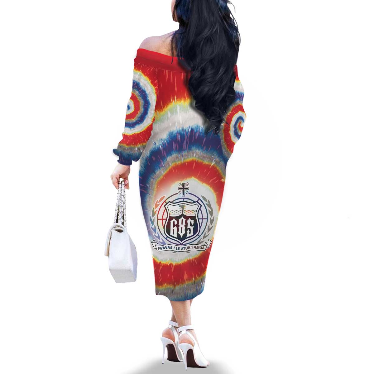 Samoa Family Matching Off The Shoulder Long Sleeve Dress and Hawaiian Shirt Tie Dye Unique Style LT05 - Polynesian Pride