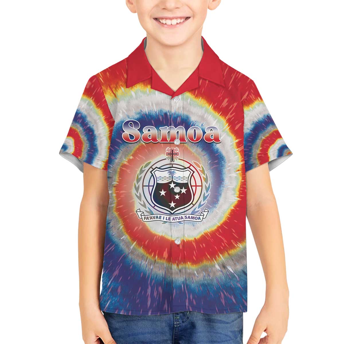 Samoa Family Matching Off The Shoulder Long Sleeve Dress and Hawaiian Shirt Tie Dye Unique Style LT05 Son's Shirt Colorful - Polynesian Pride