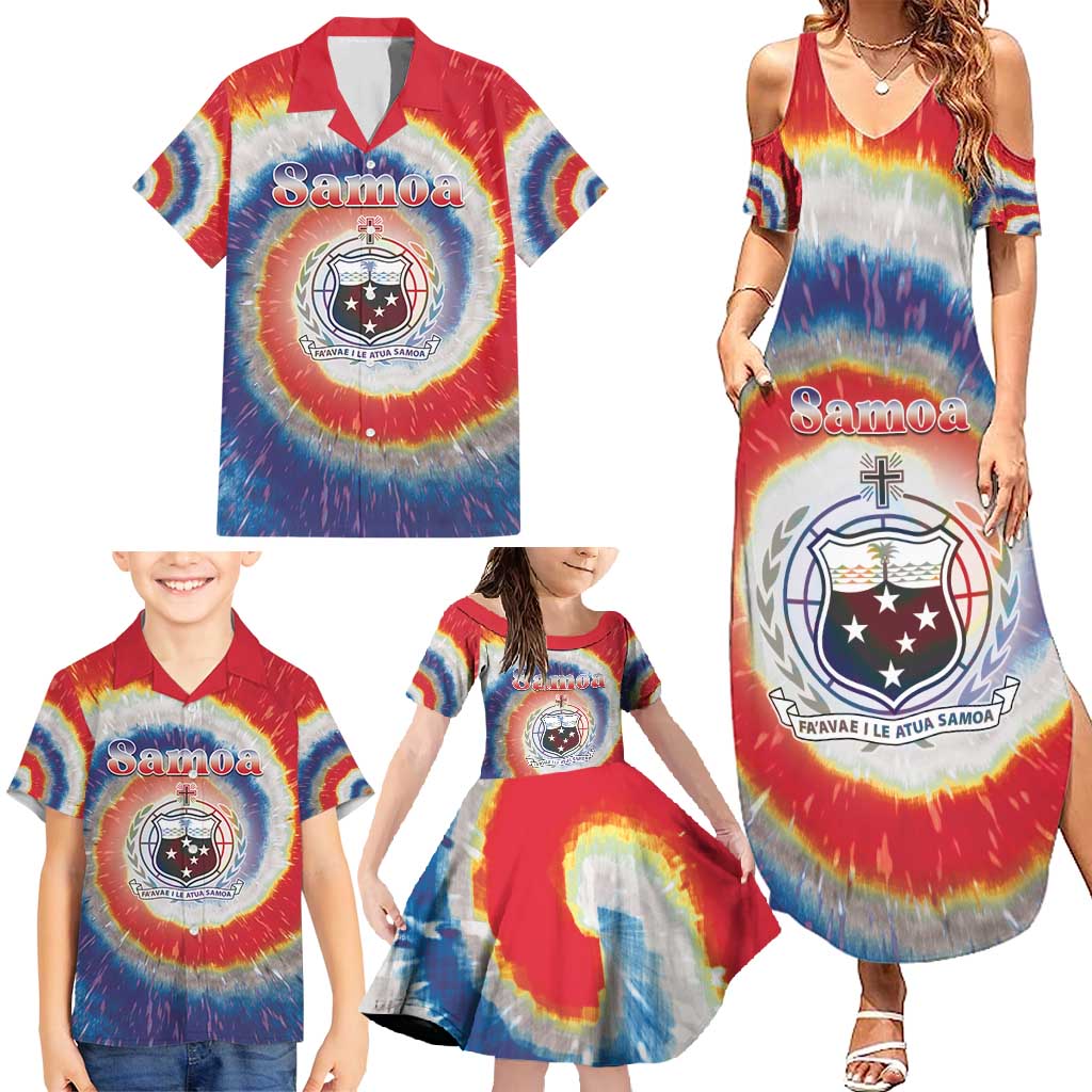 Samoa Family Matching Summer Maxi Dress and Hawaiian Shirt Tie Dye Unique Style LT05 - Polynesian Pride