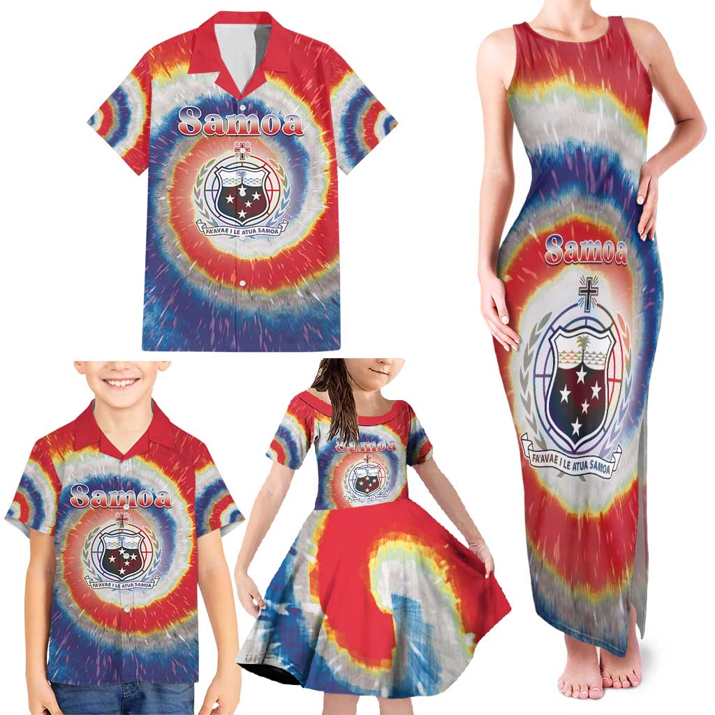 Samoa Family Matching Tank Maxi Dress and Hawaiian Shirt Tie Dye Unique Style LT05 - Polynesian Pride