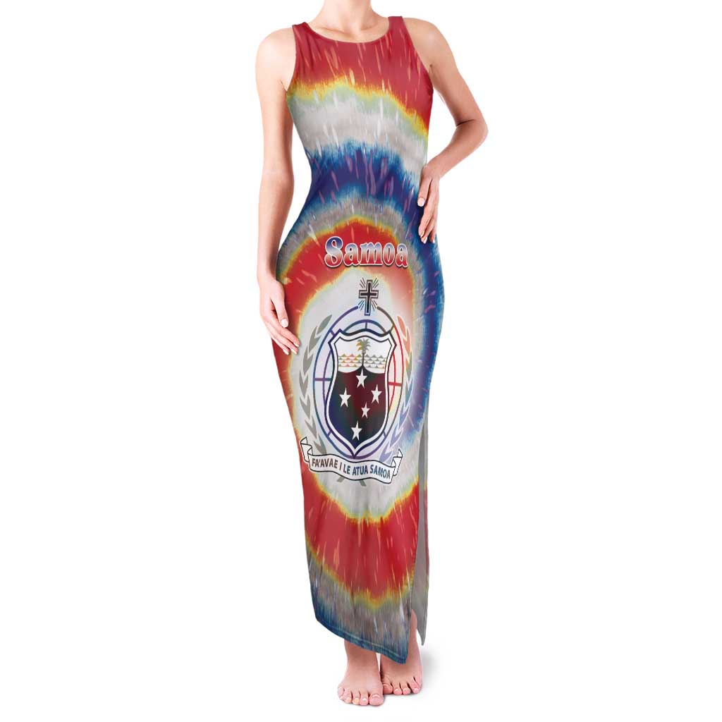 Samoa Family Matching Tank Maxi Dress and Hawaiian Shirt Tie Dye Unique Style