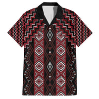 New Zealand Aotearoa Family Matching Long Sleeve Bodycon Dress and Hawaiian Shirt Red Poutama With Taniko Pattern LT05 Dad's Shirt - Short Sleeve Red - Polynesian Pride