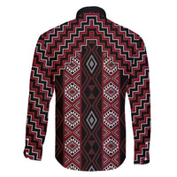 New Zealand Aotearoa Family Matching Long Sleeve Bodycon Dress and Hawaiian Shirt Red Poutama With Taniko Pattern LT05 - Polynesian Pride