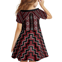 New Zealand Aotearoa Family Matching Mermaid Dress and Hawaiian Shirt Red Poutama With Taniko Pattern LT05 - Polynesian Pride