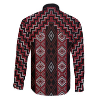 New Zealand Aotearoa Family Matching Off The Shoulder Long Sleeve Dress and Hawaiian Shirt Red Poutama With Taniko Pattern LT05 - Polynesian Pride
