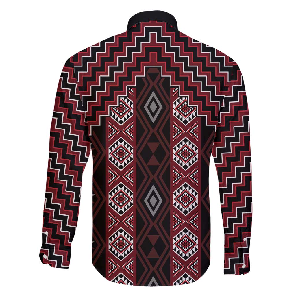 New Zealand Aotearoa Family Matching Puletasi and Hawaiian Shirt Red Poutama With Taniko Pattern LT05 - Polynesian Pride