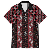 New Zealand Aotearoa Family Matching Short Sleeve Bodycon Dress and Hawaiian Shirt Red Poutama With Taniko Pattern LT05 Dad's Shirt - Short Sleeve Red - Polynesian Pride