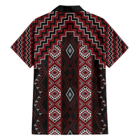 New Zealand Aotearoa Family Matching Short Sleeve Bodycon Dress and Hawaiian Shirt Red Poutama With Taniko Pattern LT05 - Polynesian Pride