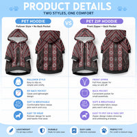 New Zealand Aotearoa Pet Hoodie Red Poutama With Taniko Pattern