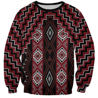 New Zealand Aotearoa Sweatshirt Red Poutama With Taniko Pattern LT05