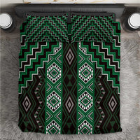 New Zealand Aotearoa Bedding Set Green Poutama With Taniko Pattern LT05
