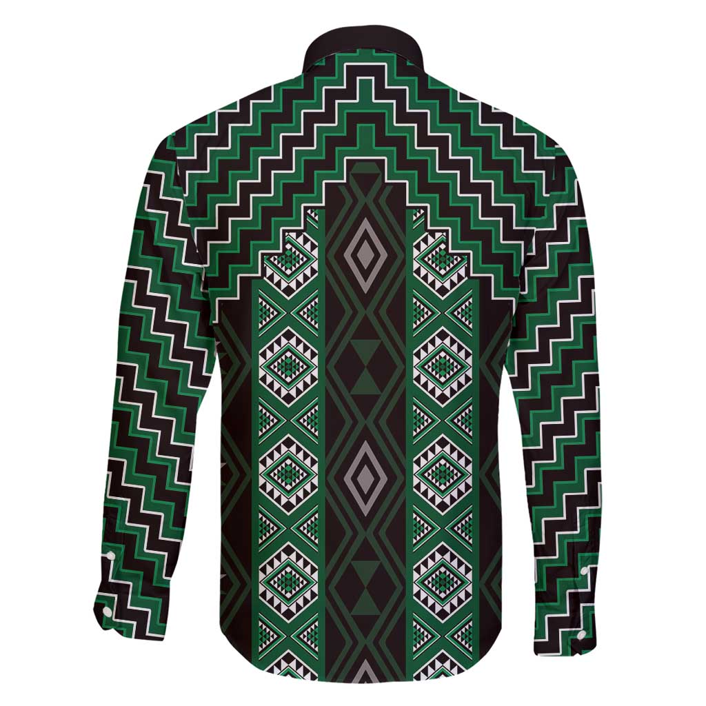 New Zealand Aotearoa Family Matching Mermaid Dress and Hawaiian Shirt Green Poutama With Taniko Pattern LT05 - Polynesian Pride