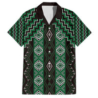 New Zealand Aotearoa Family Matching Off Shoulder Short Dress and Hawaiian Shirt Green Poutama With Taniko Pattern LT05 Dad's Shirt - Short Sleeve Green - Polynesian Pride