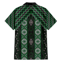 New Zealand Aotearoa Family Matching Puletasi and Hawaiian Shirt Green Poutama With Taniko Pattern LT05 - Polynesian Pride