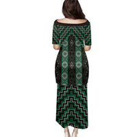 New Zealand Aotearoa Family Matching Puletasi and Hawaiian Shirt Green Poutama With Taniko Pattern LT05 - Polynesian Pride