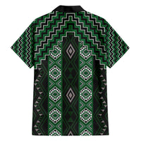 New Zealand Aotearoa Family Matching Short Sleeve Bodycon Dress and Hawaiian Shirt Green Poutama With Taniko Pattern LT05 - Polynesian Pride