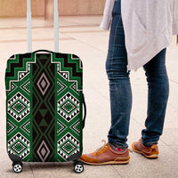 New Zealand Aotearoa Luggage Cover Green Poutama With Taniko Pattern LT05