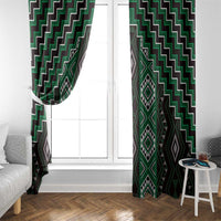 New Zealand Aotearoa Window Curtain Green Poutama With Taniko Pattern LT05 - Polynesian Pride