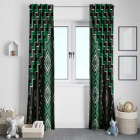 New Zealand Aotearoa Window Curtain Green Poutama With Taniko Pattern LT05 - Polynesian Pride