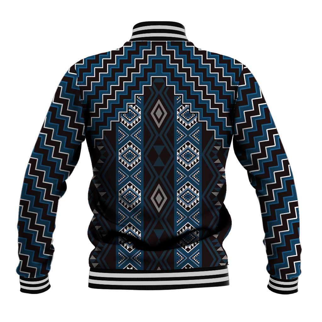 New Zealand Aotearoa Baseball Jacket Blue Poutama With Taniko Pattern LT05