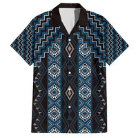 New Zealand Aotearoa Family Matching Long Sleeve Bodycon Dress and Hawaiian Shirt Blue Poutama With Taniko Pattern LT05 Dad's Shirt - Short Sleeve Blue - Polynesian Pride
