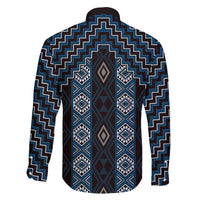 New Zealand Aotearoa Family Matching Puletasi and Hawaiian Shirt Blue Poutama With Taniko Pattern LT05 - Polynesian Pride