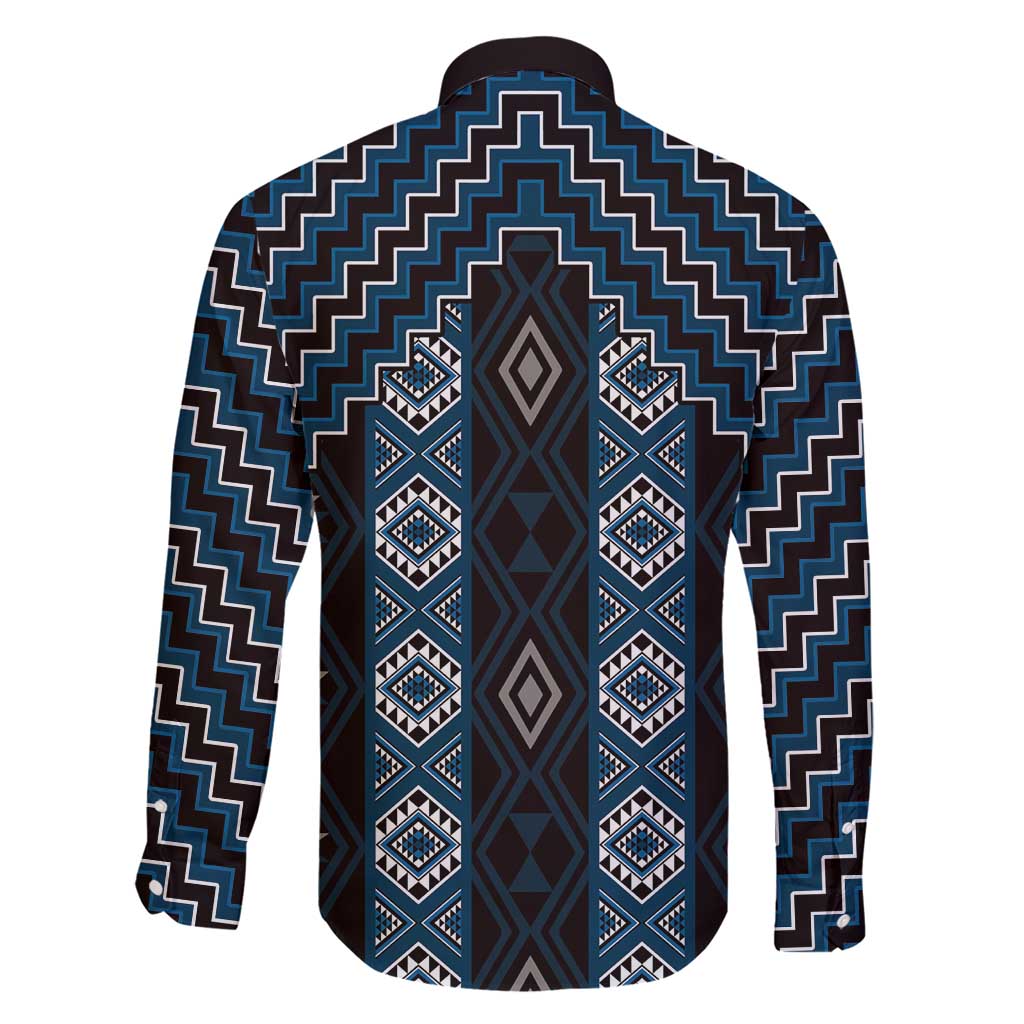 New Zealand Aotearoa Family Matching Short Sleeve Bodycon Dress and Hawaiian Shirt Blue Poutama With Taniko Pattern LT05 - Polynesian Pride