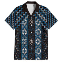 New Zealand Aotearoa Family Matching Tank Maxi Dress and Hawaiian Shirt Blue Poutama With Taniko Pattern LT05 Dad's Shirt - Short Sleeve Blue - Polynesian Pride