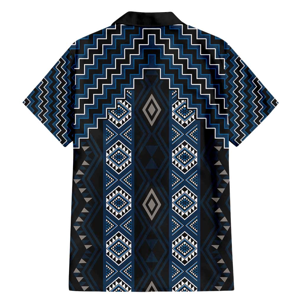 New Zealand Aotearoa Family Matching Tank Maxi Dress and Hawaiian Shirt Blue Poutama With Taniko Pattern LT05 - Polynesian Pride