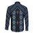 New Zealand Aotearoa Long Sleeve Button Shirt Blue Poutama With Taniko Pattern LT05