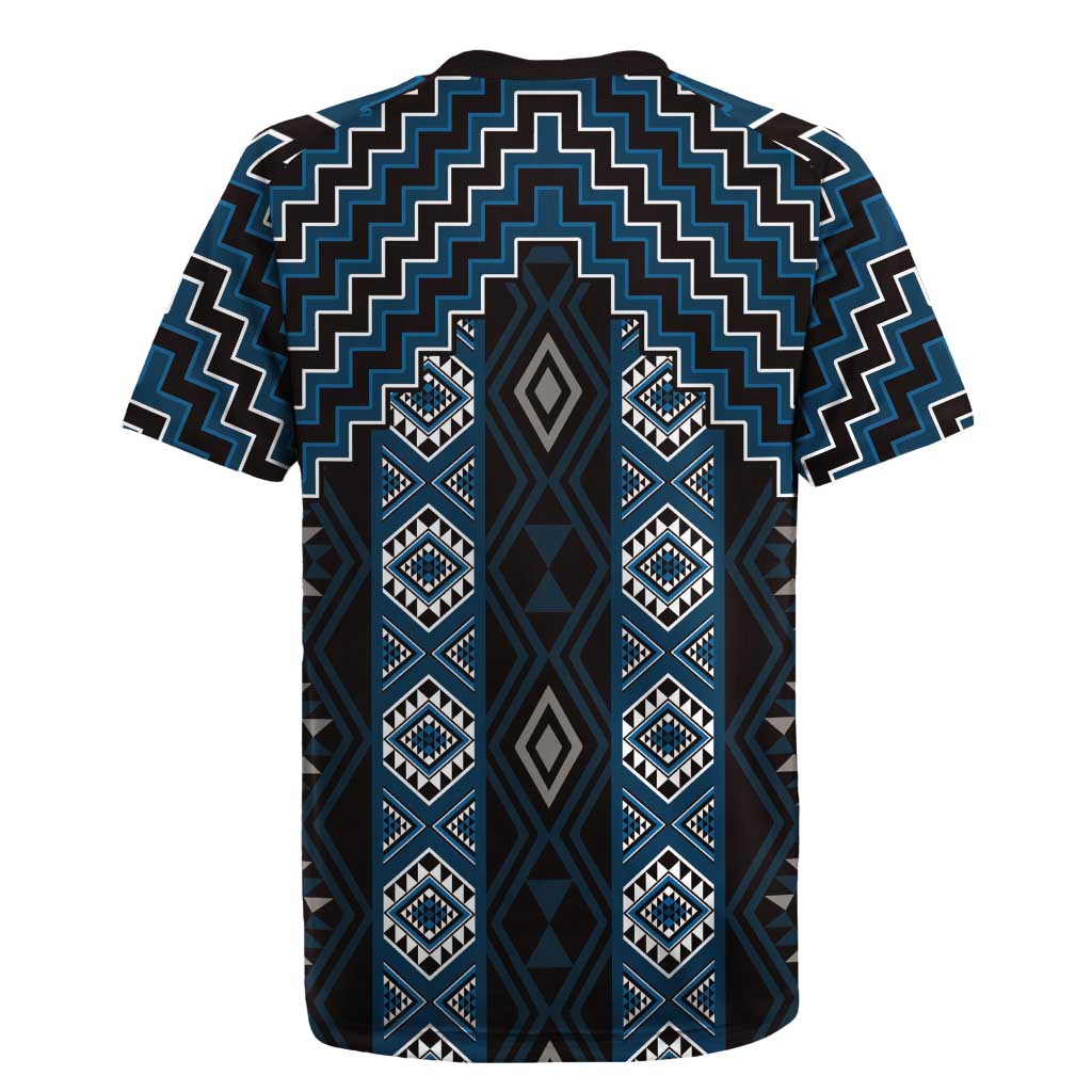New Zealand Aotearoa Rugby Jersey Blue Poutama With Taniko Pattern LT05 - Polynesian Pride