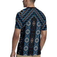 New Zealand Aotearoa Rugby Jersey Blue Poutama With Taniko Pattern LT05 - Polynesian Pride