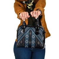 New Zealand Aotearoa Shoulder Handbag Blue Poutama With Taniko Pattern LT05 One Size Blue - Polynesian Pride