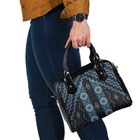 New Zealand Aotearoa Shoulder Handbag Blue Poutama With Taniko Pattern LT05 - Polynesian Pride