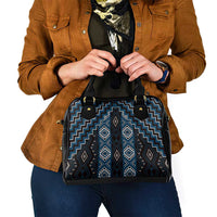 New Zealand Aotearoa Shoulder Handbag Blue Poutama With Taniko Pattern LT05 - Polynesian Pride