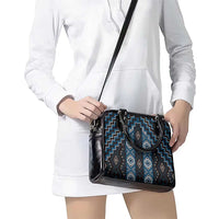 New Zealand Aotearoa Shoulder Handbag Blue Poutama With Taniko Pattern LT05 - Polynesian Pride