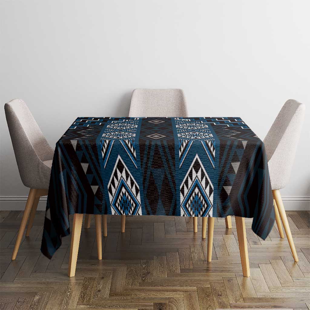 New Zealand Aotearoa Tablecloth Blue Poutama With Taniko Pattern LT05