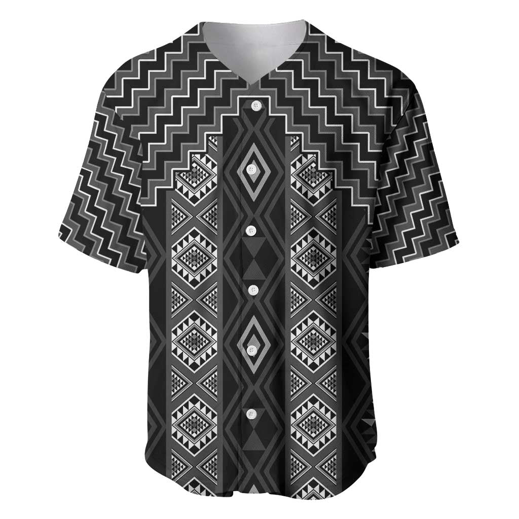 New Zealand Aotearoa Baseball Jersey Black Poutama With Taniko Pattern LT05 Black - Polynesian Pride