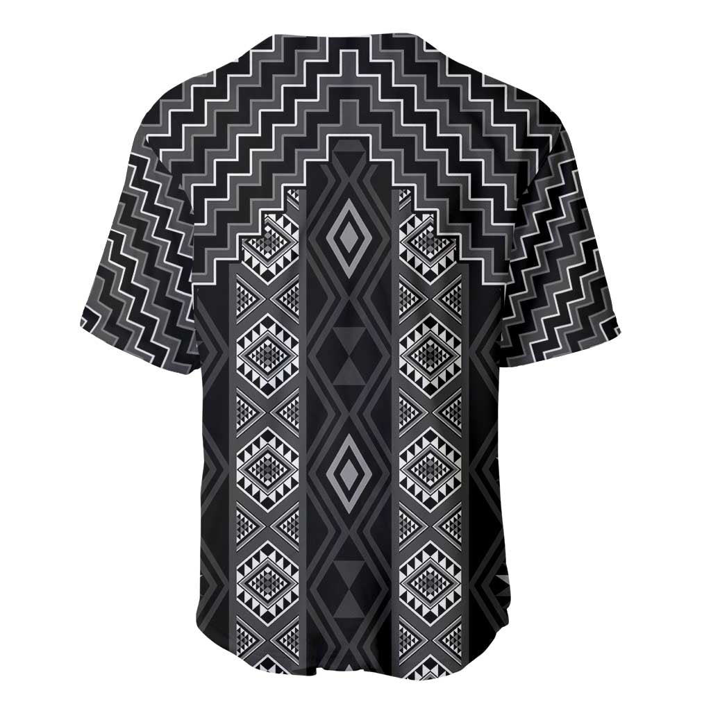 New Zealand Aotearoa Baseball Jersey Black Poutama With Taniko Pattern LT05 - Polynesian Pride