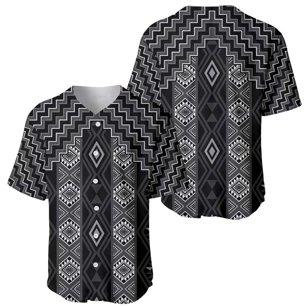 New Zealand Aotearoa Baseball Jersey Black Poutama With Taniko Pattern LT05 - Polynesian Pride