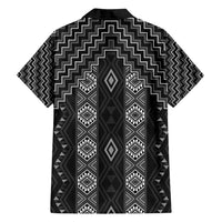 New Zealand Aotearoa Family Matching Off Shoulder Maxi Dress and Hawaiian Shirt Black Poutama With Taniko Pattern LT05 - Polynesian Pride