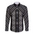 New Zealand Aotearoa Long Sleeve Button Shirt Black Poutama With Taniko Pattern LT05