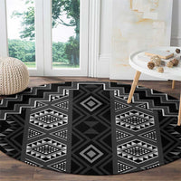 New Zealand Aotearoa Round Carpet Black Poutama With Taniko Pattern LT05 - Polynesian Pride