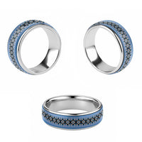 New Zealand Classic Ring Poutama Mix Blue Taniko Inspired Art - Polynesian Pride