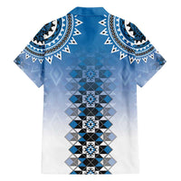 New Zealand Family Matching Long Sleeve Bodycon Dress and Hawaiian Shirt Poutama Mix Blue Taniko Inspired Art LT05 - Polynesian Pride